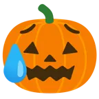 faccina delusa ma sollevata + zucca di Halloween