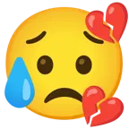 faccina delusa ma sollevata + cuore infranto