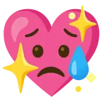 faccina delusa ma sollevata + cuore che luccica