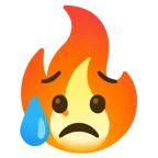 faccina delusa ma sollevata + fuoco