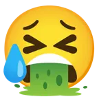 faccina delusa ma sollevata + faccina che vomita
