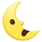 faccina imbronciata con bocca aperta + faccina ultimo quarto di luna