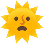 faccina imbronciata con bocca aperta + faccina sole