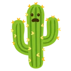 faccina imbronciata con bocca aperta + cactus