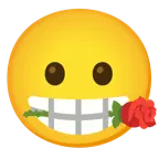 faccina imbronciata con bocca aperta + rosa