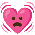 faccina imbronciata con bocca aperta + cuore che batte