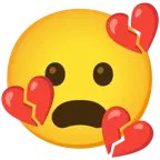 faccina imbronciata con bocca aperta + cuore infranto