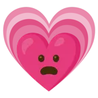 faccina imbronciata con bocca aperta + cuore che cresce