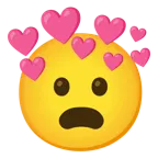 faccina imbronciata con bocca aperta + cuore con freccia