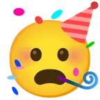 faccina imbronciata con bocca aperta + faccina che festeggia