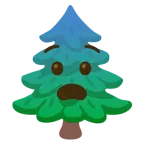 faccina impaurita + albero sempreverde