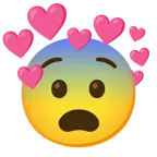 faccina impaurita + cuore con freccia