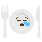 sleepy face + fork and knife with plate
