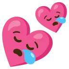 sleepy face + two hearts