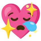 sleepy face + sparkling heart