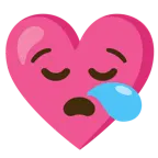 sleepy face + heart with ribbon