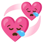 sleepy face + revolving hearts