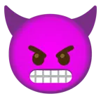 faccina con smorfia + faccina arrabbiata con corna