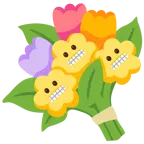 faccina con smorfia + mazzo di fiori
