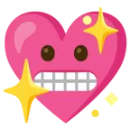 faccina con smorfia + cuore che luccica