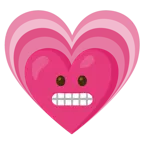 faccina con smorfia + cuore che cresce