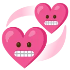 faccina con smorfia + cuori che girano