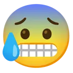 faccina con smorfia + faccina sudata in ansia