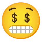 faccina con smorfia + faccina avida di denaro