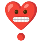 faccina con smorfia + punto esclamativo a cuore