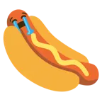 loudly crying face + hot dog