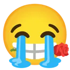 엉엉 우는 얼굴 + 장미꽃
