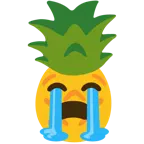 loudly crying face + pineapple