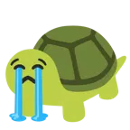 loudly crying face + turtle