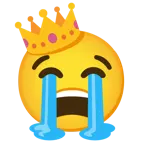 loudly crying face + crown