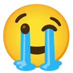loudly crying face + winking face