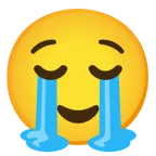 loudly crying face + relieved face