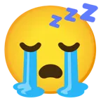 loudly crying face + sleeping face