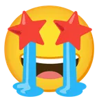 loudly crying face + star-struck