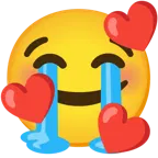 loudly crying face + smiling face with hearts