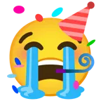 loudly crying face + partying face
