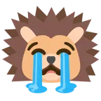 loudly crying face + hedgehog