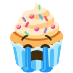 loudly crying face + cupcake