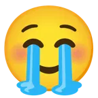 loudly crying face + smiling face