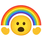 faccina con bocca aperta + arcobaleno