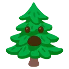 faccina con bocca aperta + albero sempreverde
