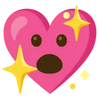 faccina con bocca aperta + cuore che luccica