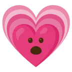 faccina con bocca aperta + cuore che cresce