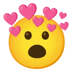 faccina con bocca aperta + cuore con freccia