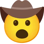 faccina con bocca aperta + faccina con cappello da cowboy