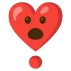 faccina con bocca aperta + punto esclamativo a cuore